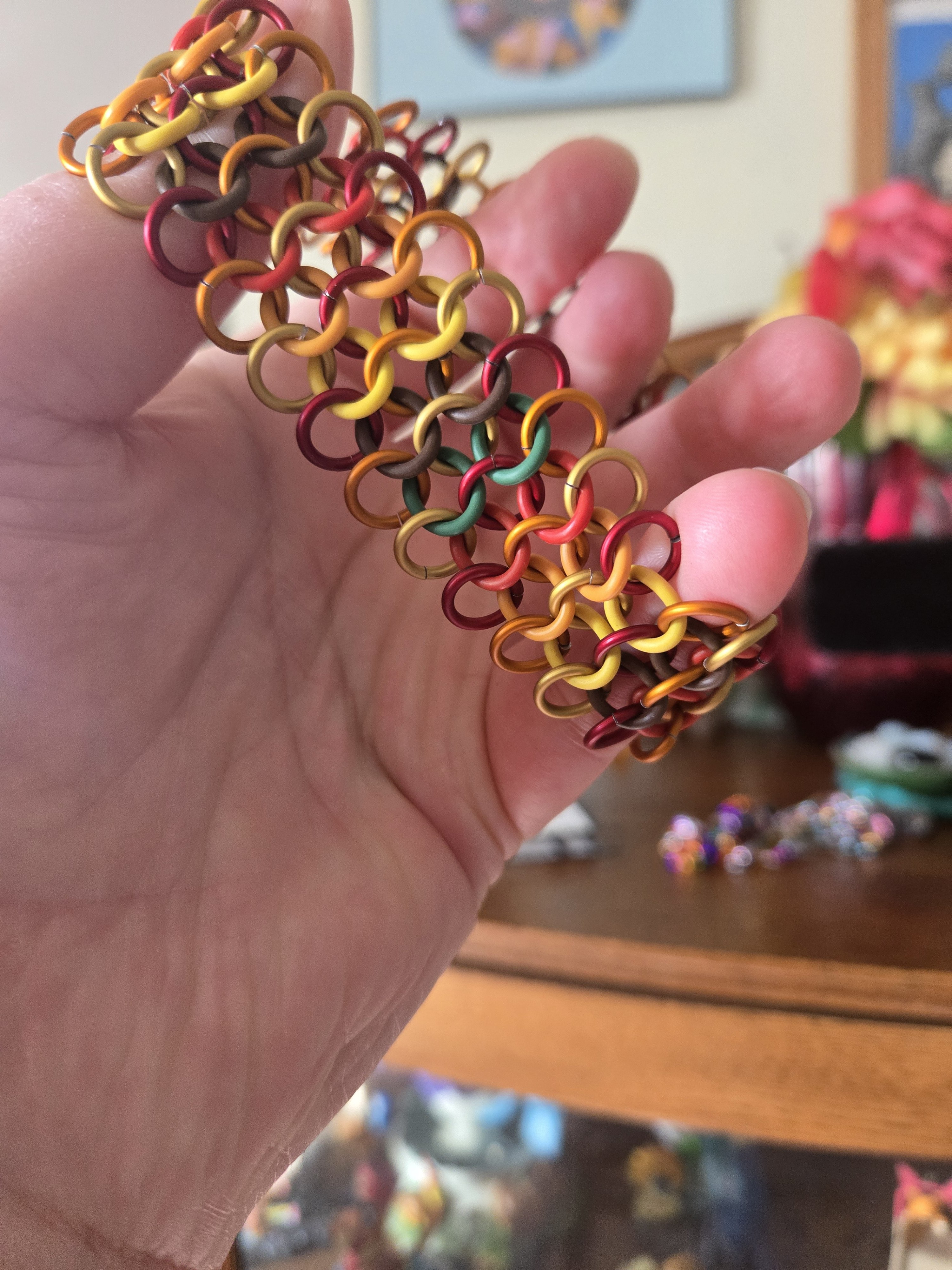 Autumn Leaf Stretchy Chainmail Bracelet - Image 2